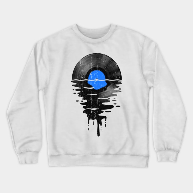 Cool Music Vinyl Retro Vintage Blue Crewneck Sweatshirt by Nerd_art